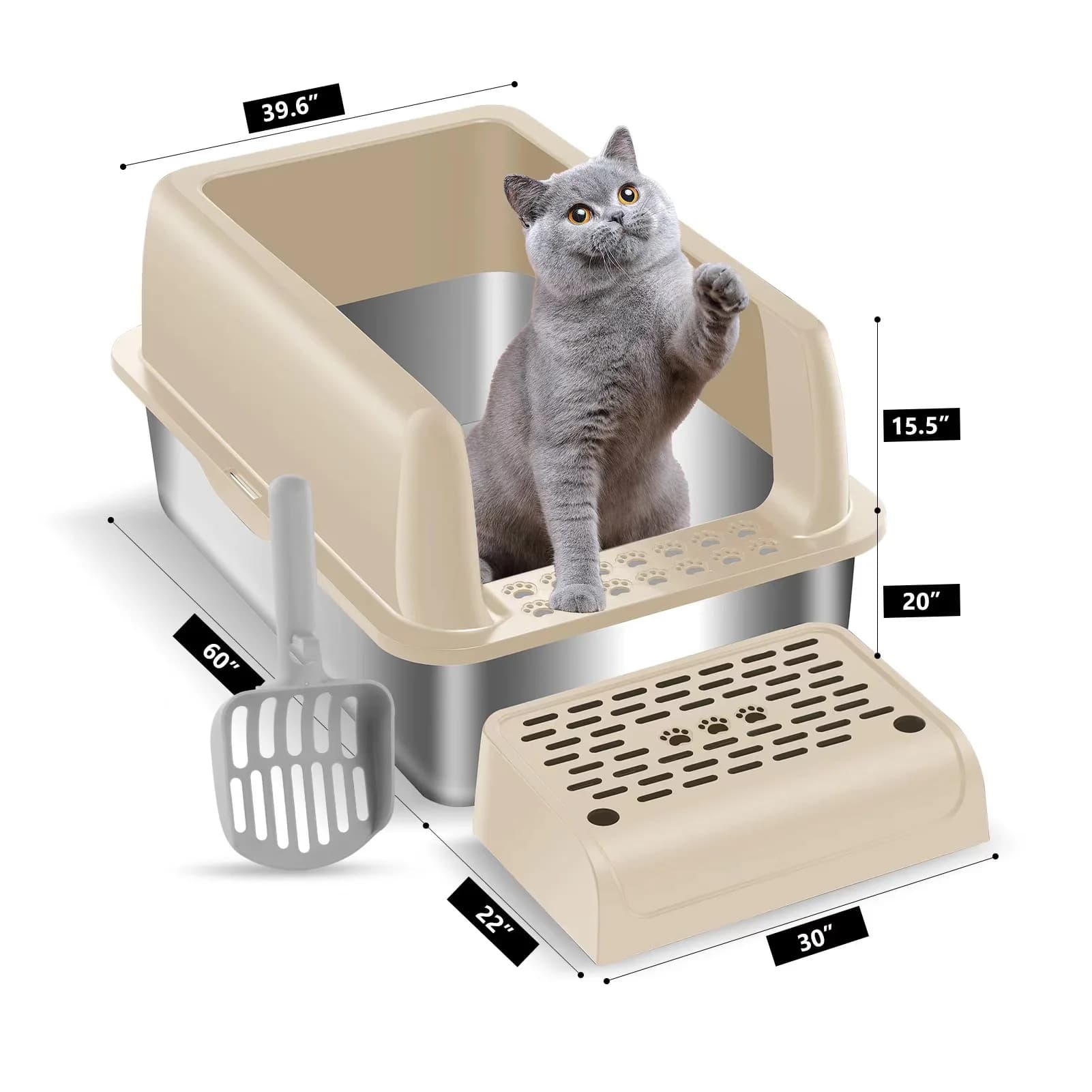 L'Ultimo Modello di Toilette per Gatti, Lettiera per Animali Domestici, Vassoio per Lettiera in Acciaio Inossidabile