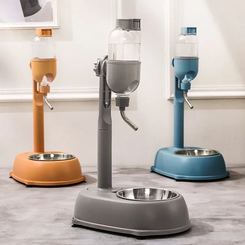 Ciotola per cani anti-punta con bottiglia d'acqua potabile Dispenser automatico in plastica Alimentatore Bollitore sospeso Contenitore per alimenti per gatti Forniture per animali domestici