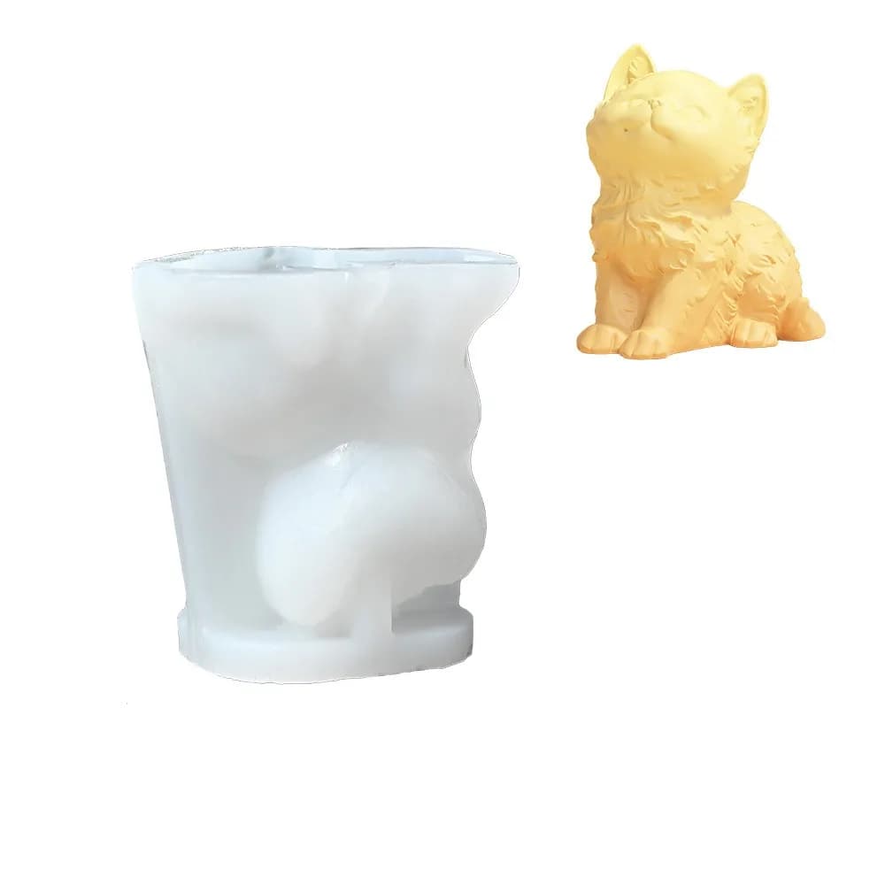 Stampo in silicone 3D per candele a forma di cane, stampo per sapone profumato fatto a mano a forma di gatto seduto, stampo antiaderente simulato per cubetti di ghiaccio, facile da sformare