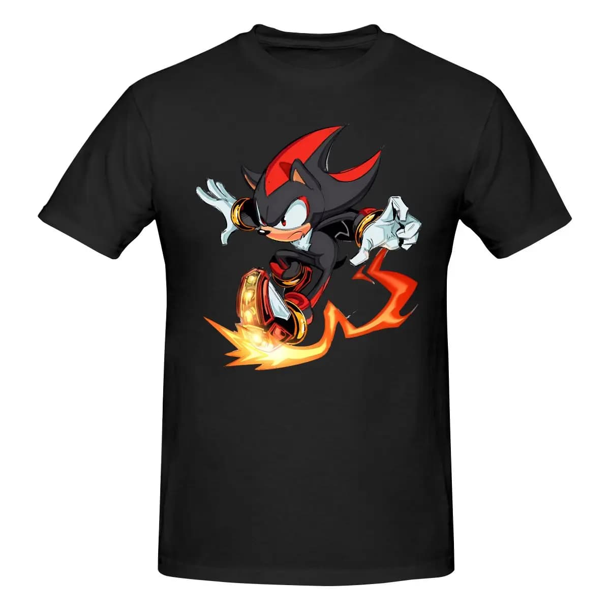 T-shirt stampata da uomo Funny Shadow The Hedgehog Fire T-shirt unisex di grandi dimensioni