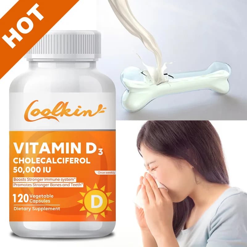 Vitamina D3 50000UI - Supporto Immunitario, Salute Muscolare, Ossa Forti e Sistema Nervoso Sano, Integratore per la Salute del Cuore