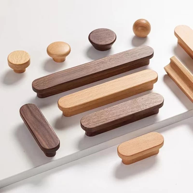 Maniglie per Armadio in Legno di Noce, Maniglie a T per Cassetti, Maniglie in Legno Massello per Mobili, Accessori per la Casa
