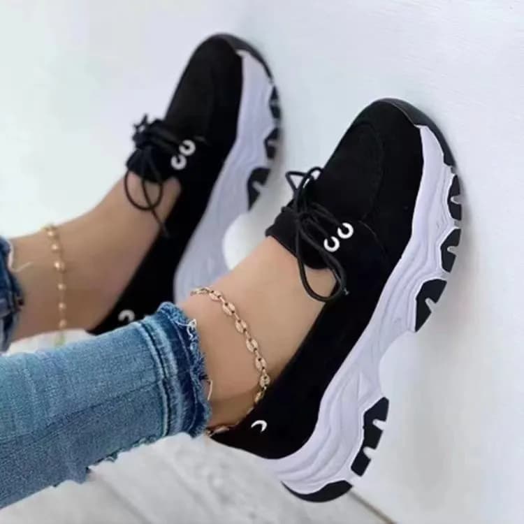 HKDQ Women's Loafers Round Toe Lace-Up Chunky Platform Heel Casual Fashion Trendy Daily Footwear Smooth-Look Finish