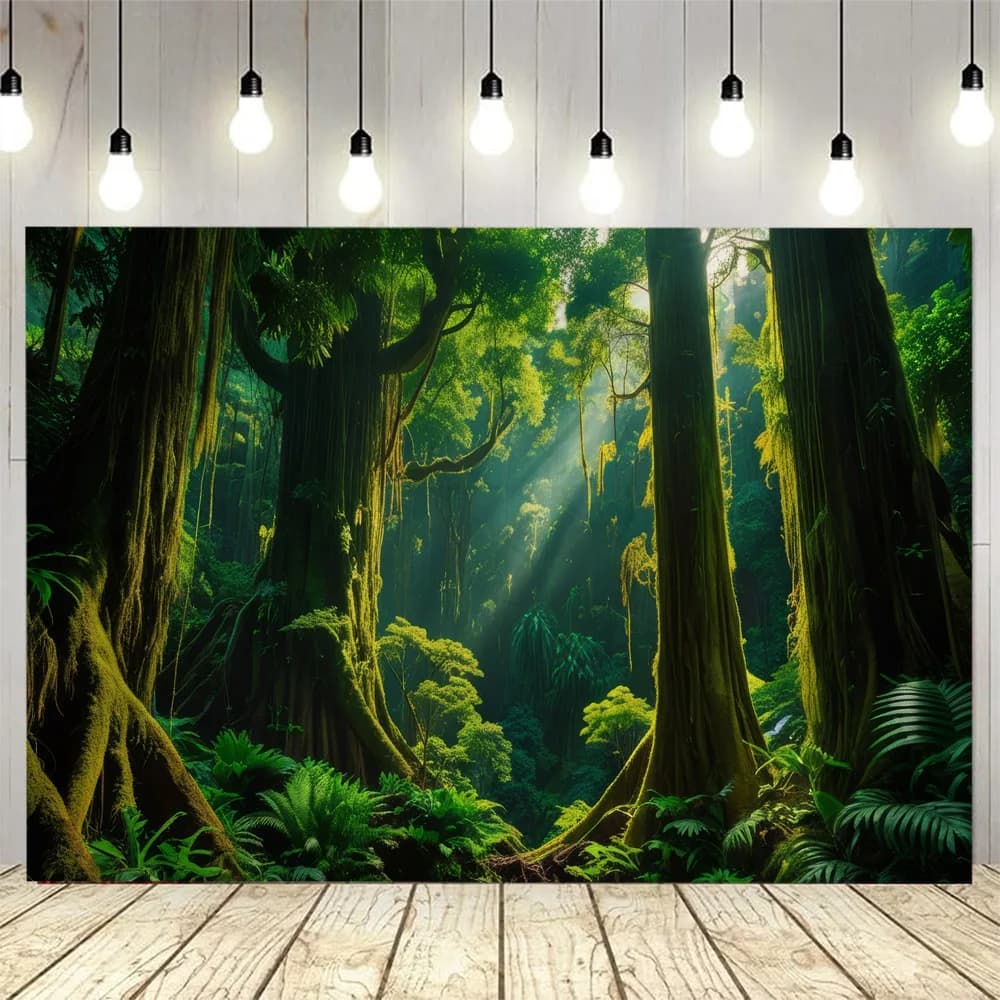 Arazzo da parete con giungla verde, tessuto per sfondo con paesaggio da sogno, decorazioni murali per la casa, tappetini da spiaggia, lenzuola da picnic