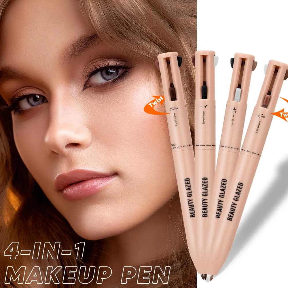 Beauty Glazed Penna per trucco multifunzione Beauty Glazed 4 in 1 Matita cosmetica impermeabile per evidenziatore per labbra e sopracciglia Eyeliner