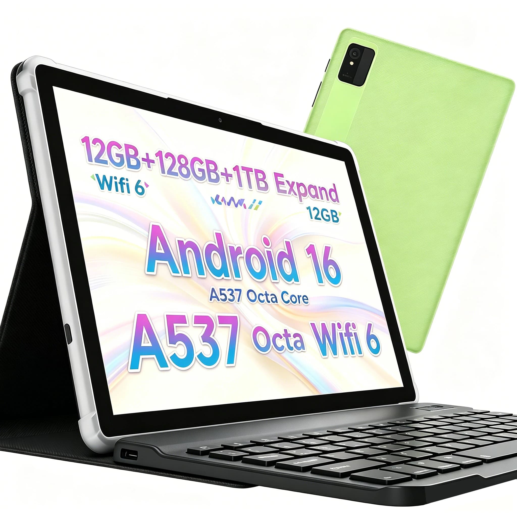 ANRY Tablet Android 15 da 10.1 Pollici, Octa Core, 8GB RAM, 64GB ROM, WiFi, Bluetooth, Doppia Fotocamera, Google Play, Multilingue, Tablet Globale