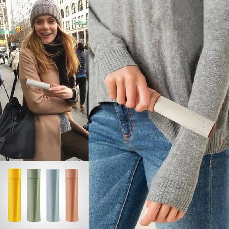 Spazzola a rullo per incollaggio dei capelli Spazzola per depilazione a rullo rimovibile per uso domestico Piccolo incollatore per capelli portatile a forma di rossetto