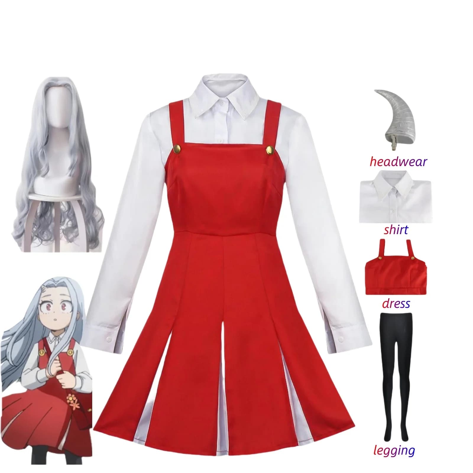 Cosplay Costume School Uniform Dress Outfit Halloween Costume Wig Horn Socks Anime Boku No My Hero Academia Season4 Eri Cosplay