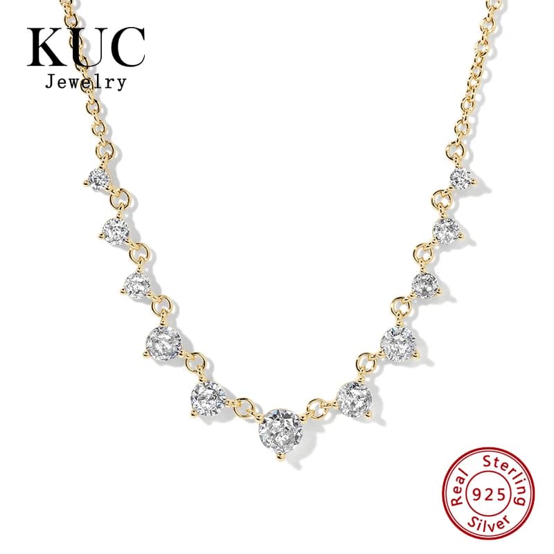 Eleganti Gioielli Raffinati, Collane con Pendente in Zircone Grace in Argento Sterling 925 Placcato Oro 18k, di Tendenza e Lusso per Donne