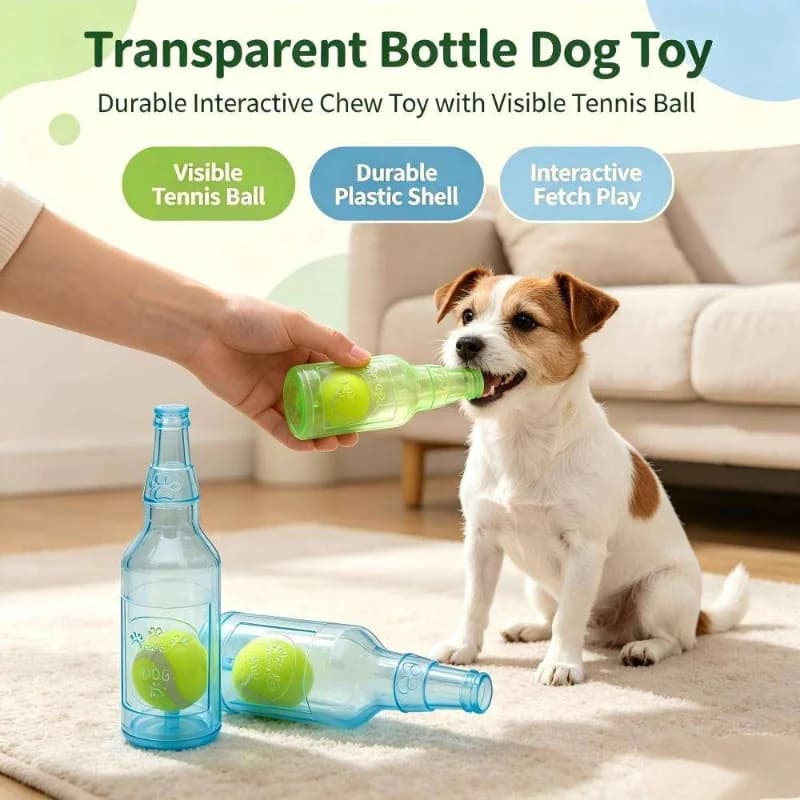 New TPR Squeaky Tennis Bottle Ball Dog Chew Toy Floating Rubber Molar Sound Interactive Play Accessory Bite Resistant for Pets