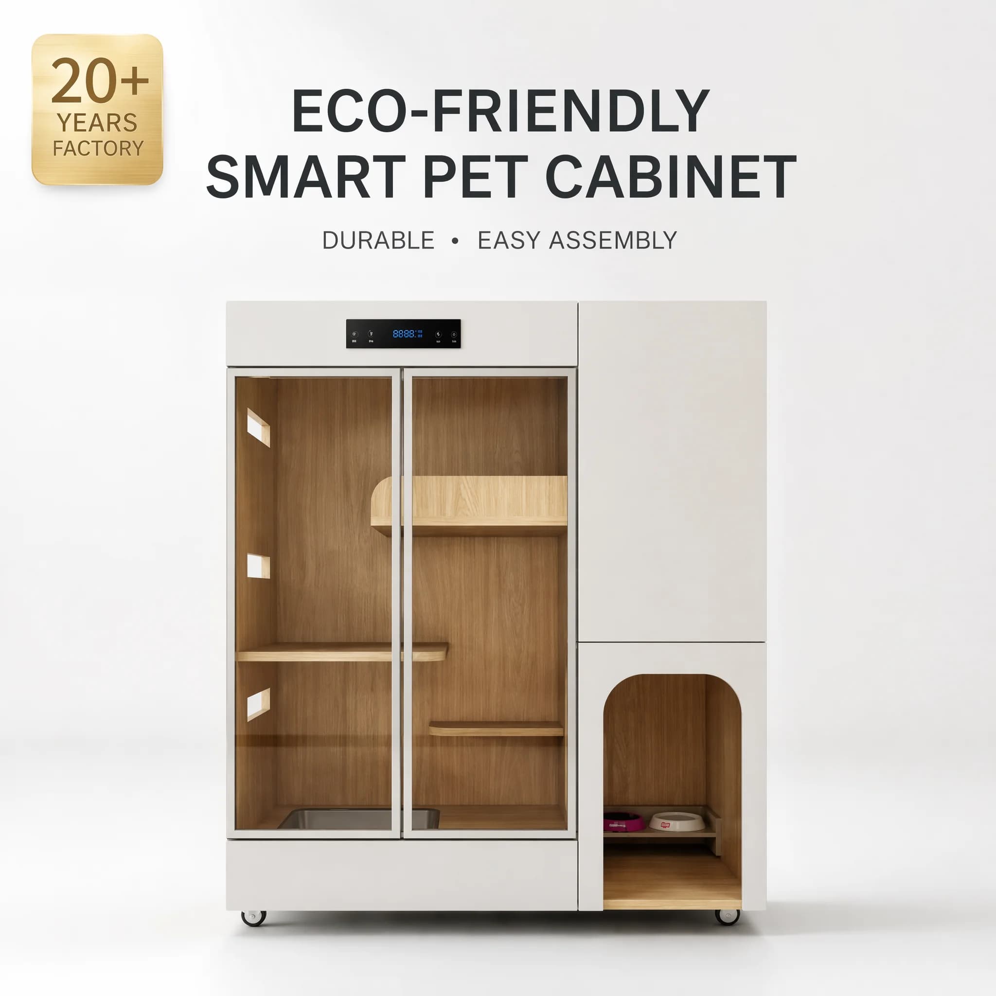 Wooden Cat Litter Storage Cabinet with Pet Nest Design Hidden Litter Box Enclosure Indoor Cat House Furniture with Large Top
