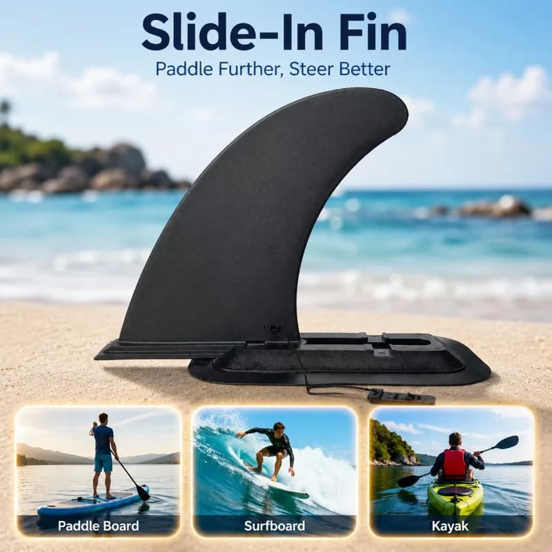 Slide in SUP Paddle Board Fin Detachable Surfboard Center Tail Rudder with Small Side Fin Replacement for Kayak Accessories