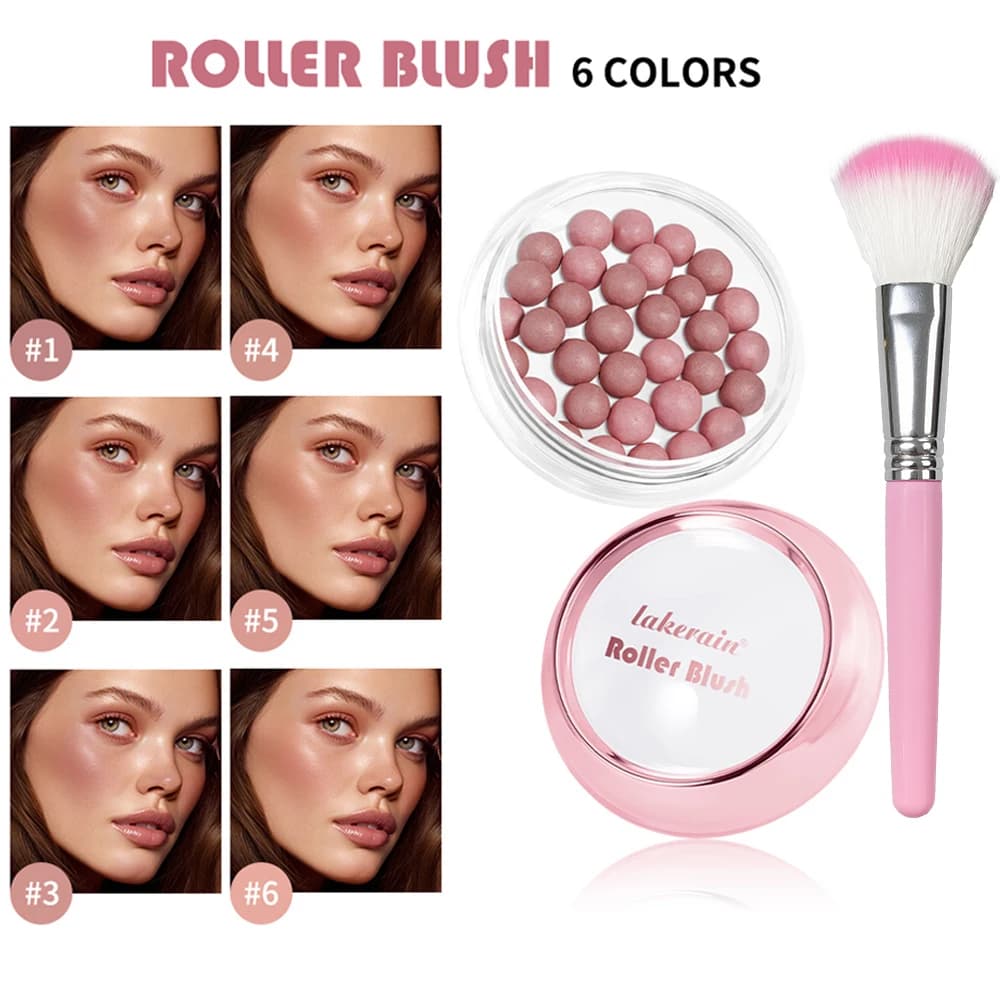 Blush Roll-on Long Lifetime, Opaca or Bright Finish with Brush, Light and Bright Texture, Natural Look for Face Daily Makeup