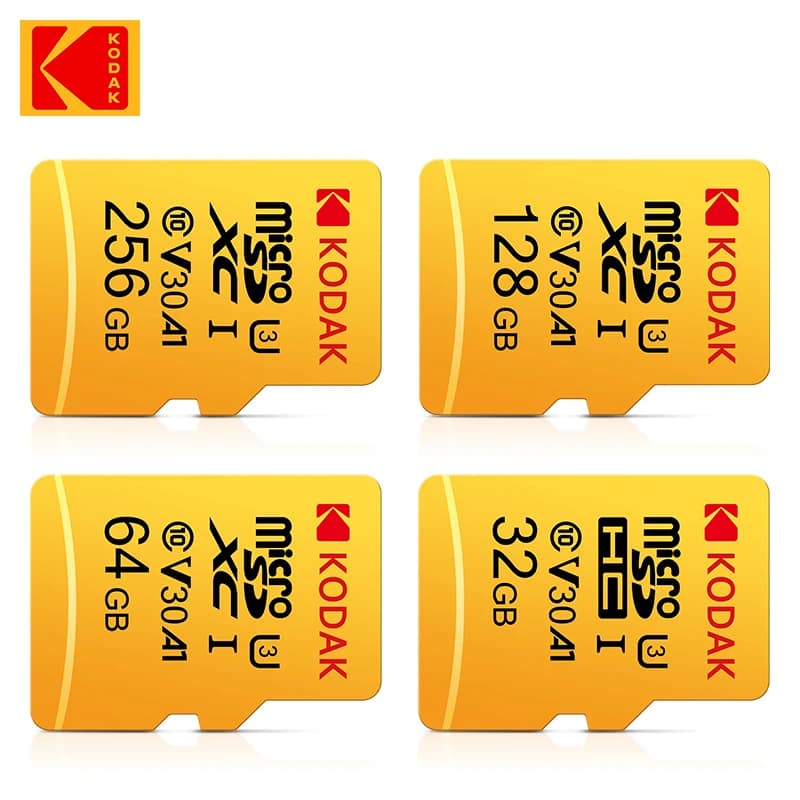 KODAK Scheda Micro SD originale al 100% 32 GB 64 GB 128 GB 256 GB Scheda di memoria Microsd Class10 SDXC U3 Scheda TF 4K