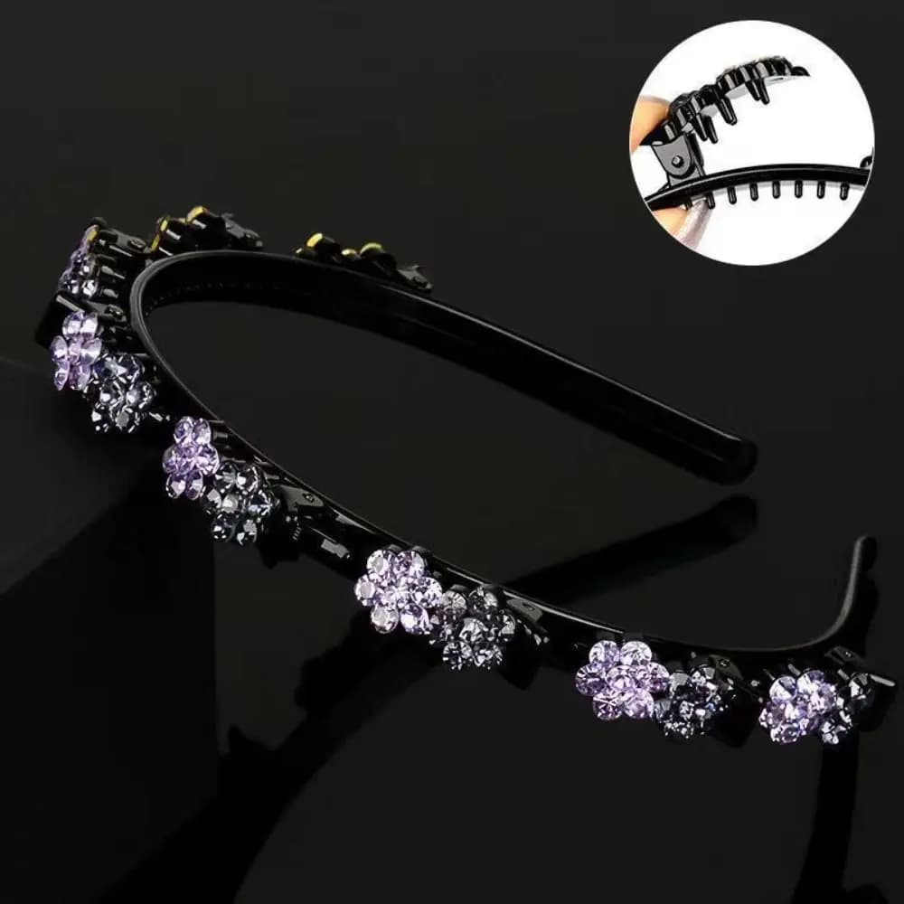 Elegant Hair Bands with Clips Sweet Multi-storey Rhinestone Bangs Clip Headband Korean Style Headwear