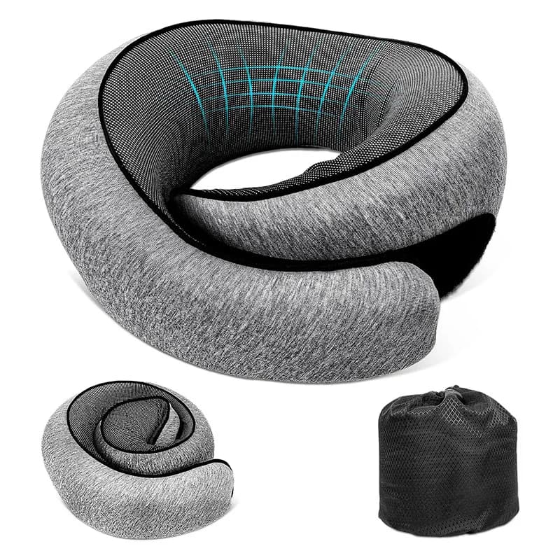 Cuscino da Viaggio per Esterni, Cuscino a U in Memory Foam per il Collo, Comodo Cuscino da Viaggio, Cuscino da Viaggio Portatile Staccabile per Aereo