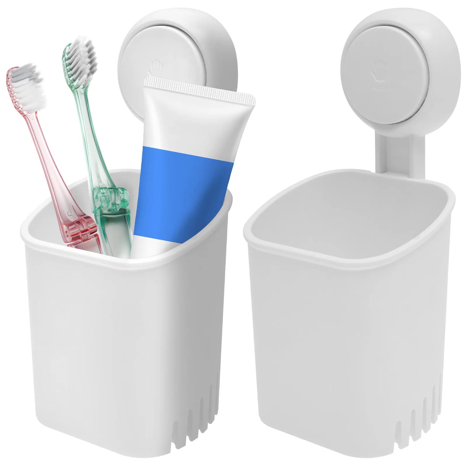 2Pcs Suction Cup Toothbrush Holder No Drilling Wall Mounted Shower Razor Holder Bathroom oothbrush Toothpaste Holder Organizer