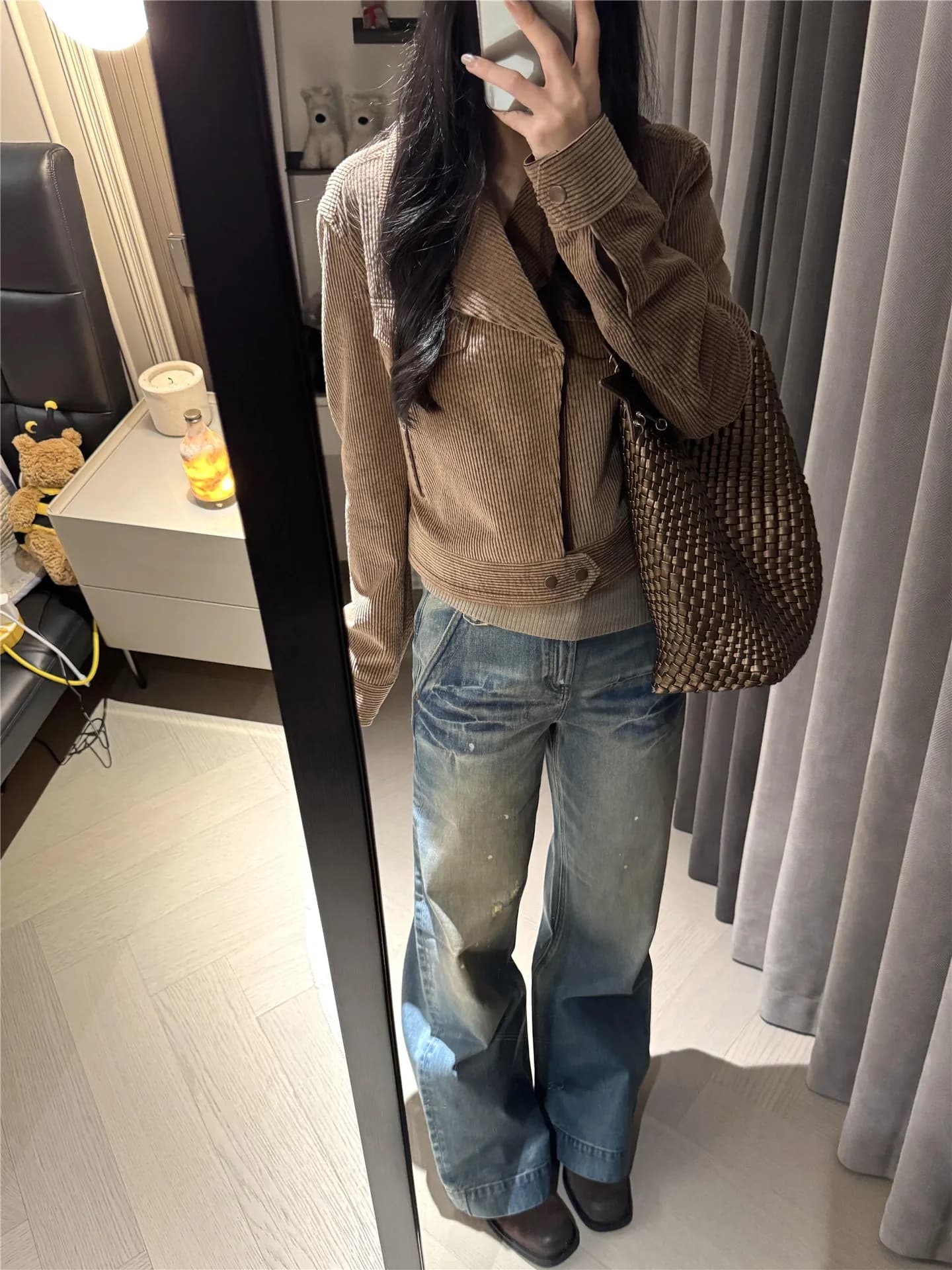 Jeans Vintage a Gamba Dritta Lunga da Donna, Pantaloni Larghi Sbiaditi a Gamba Larga, Jeans Casual in Cotone