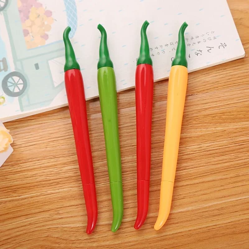 2 pezzi Simulazione Kawaii Chili Modellazione Cartoni animati Penna neutra 0,5 mm Penne gel nere Forniture per ufficio scolastico per bambini Statione