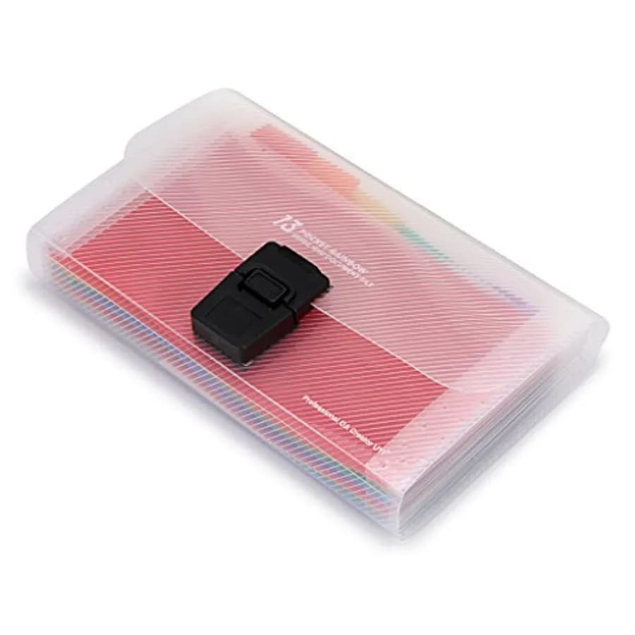 13 Pocket Accordian File Organizer- Plastic Wallet for Cards, Coupons, Receipt, Tax Item, Mini Expanding Folders Organizational