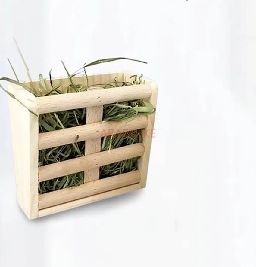 Scatola per alimenti in legno con struttura in erba di coniglio, mangiatoia per ciotola per cibo antisporco 2 in 1, vasca per cibo per gatti drago, forniture per scatole di cibo per criceti