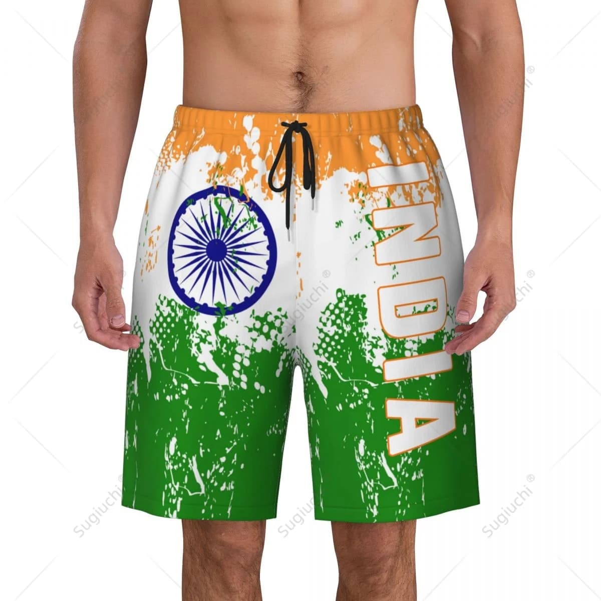 Pantaloni da spiaggia con bandiera dell'India da uomo Pantaloncini da surf Surf Ragazzi Calcio Ciclismo Costumi da bagno Corsa in poliestere