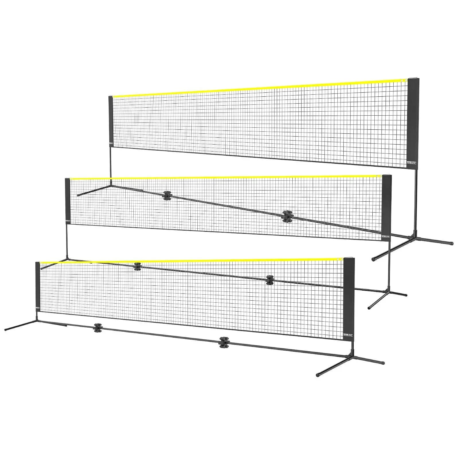 Set of adjustable 17-foot multiplayer nets Portable tennis pickleball Volleyball with support for poles Transport bag for indoor and outdoor