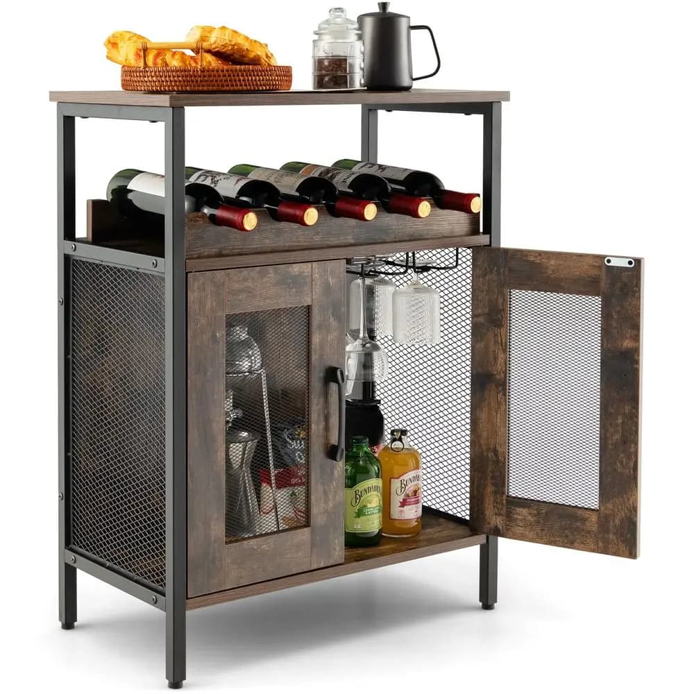 Mobile Bar for Wines, Credenza Portabevande con Portabicchieri e Ripiano Removibile, Unità Organiza Indipendenti
