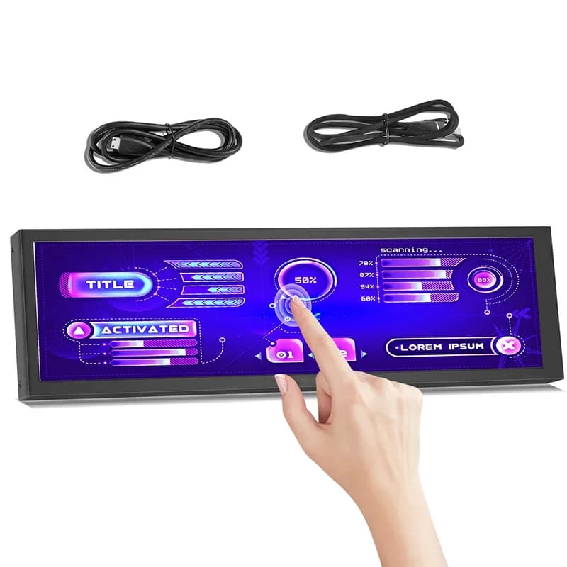 Monitor ampio lungo touch HDMI da 8,8 pollici con custodia Display della temperatura del PC Display del pannello del sensore del PC Piccolo monitor di estensione