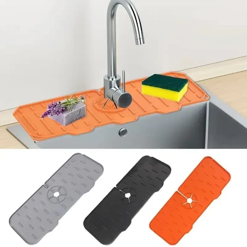 Tappetino per rubinetto in silicone per paraspruzzi per lavello da cucina/bagno, tappetino per asciugatura assorbente, protezione da appoggio, accessorio per barra