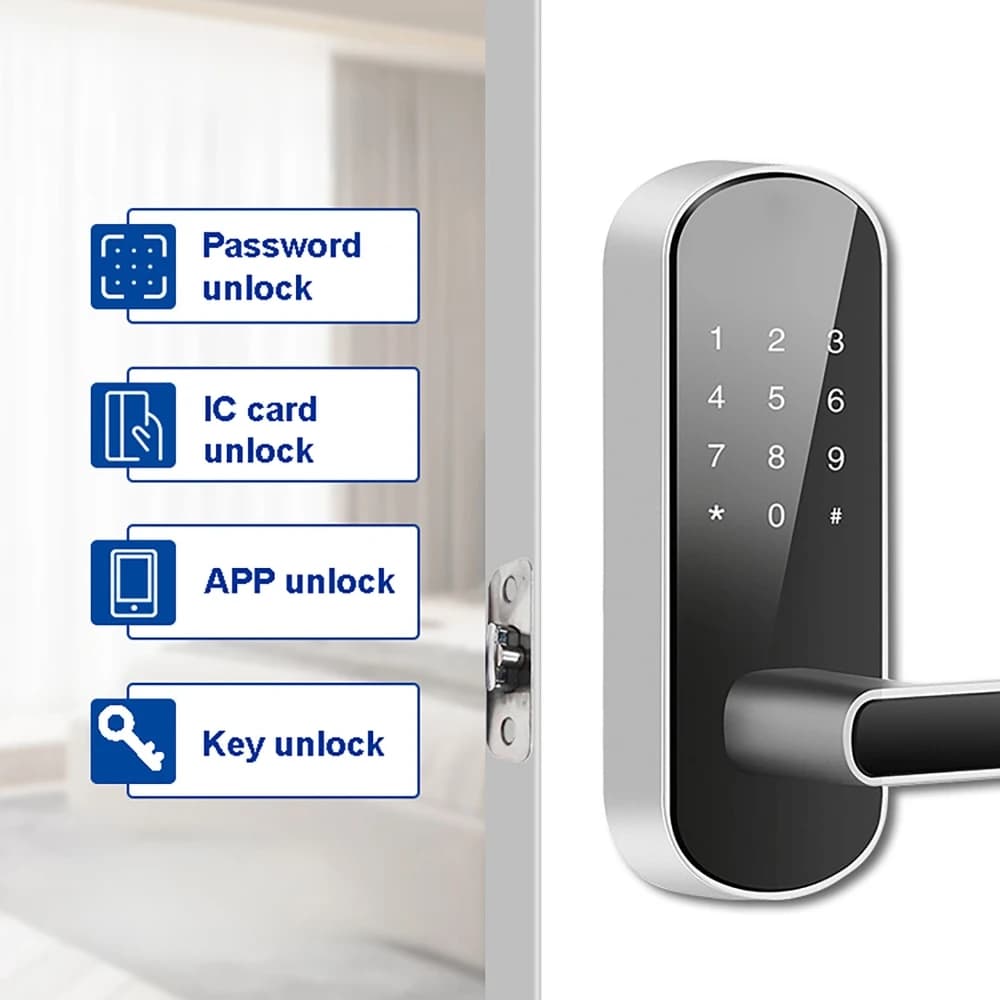 Serratura Intelligente con Schede IC / Password / App TTLock / Sblocco con Chiave, per Porte in Legno, Serratura Digitale a Sfera di Ricambio