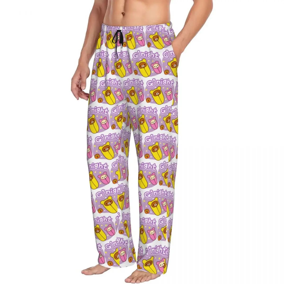 Custom Good Night Rilakkuma Men Pajama Pants Lounge Sleep Sleepwear Bottoms with Pockets