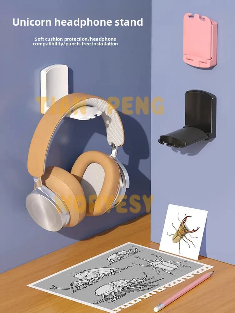 WYORESY premium creative beetle shaped wall mount for gaming headset delivers unique desktop decorative effect