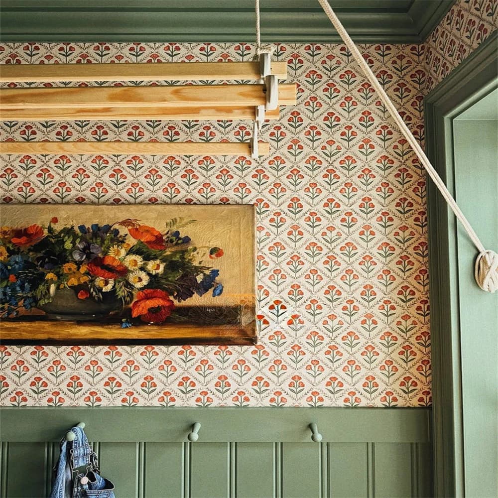 Custom wallpaper home decoration French rustic vintage oil painting flower rose wallpaper living room bedroom aisle background