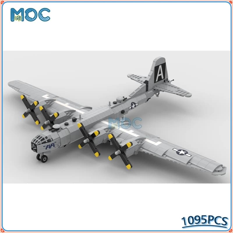 MOC Building Blocks Militare Scala 1:72 B-29 Corazzata Mattoni Assemblaggio FAI DA TE Trasporto Creativo Giocattolo Educativo Regalo 1095 PZ