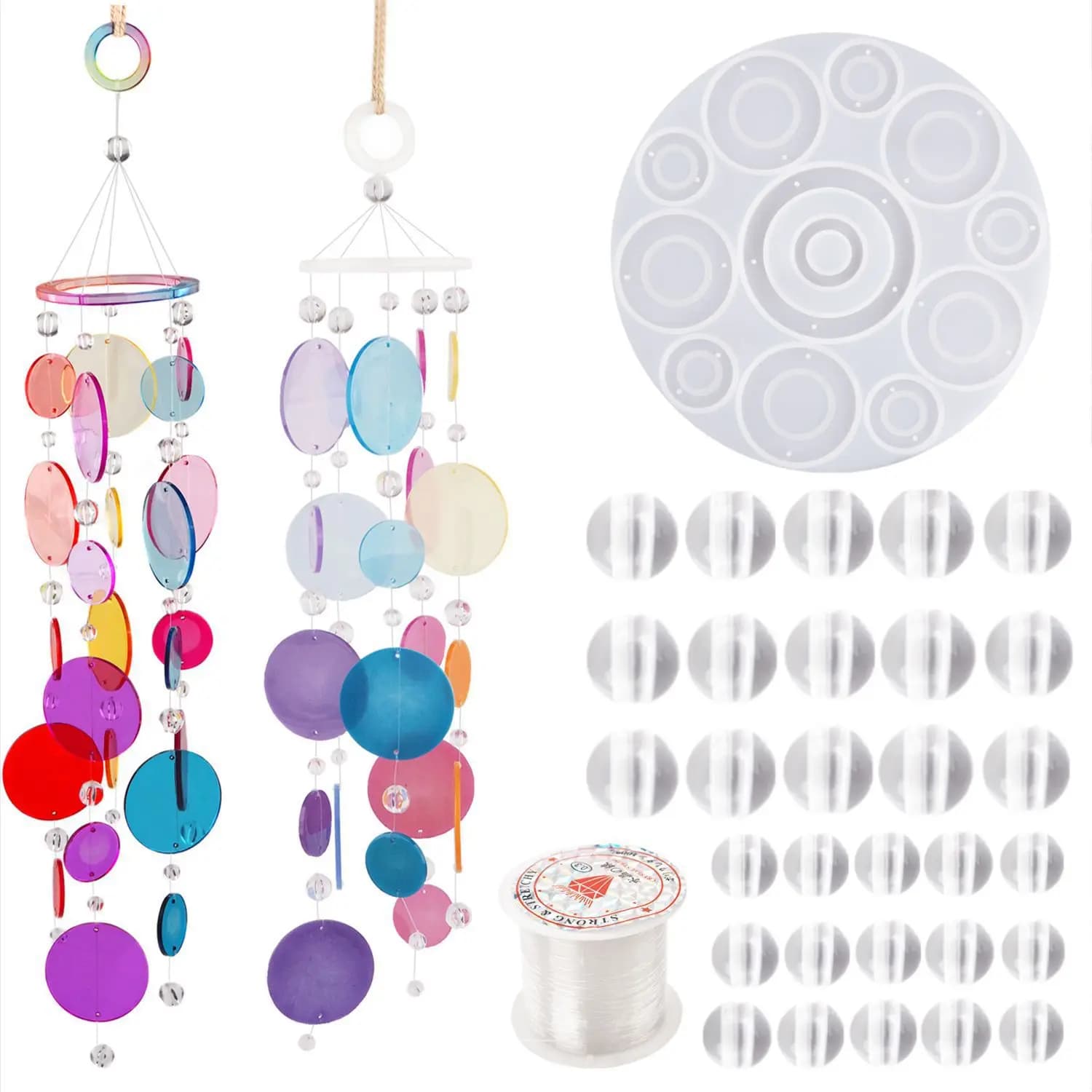 DIY Resin Wind Chime Mold Silicone Mirror Mold for Home Decoration Craft Making Tool Drop Shape Adhesive Wind Chime Kit