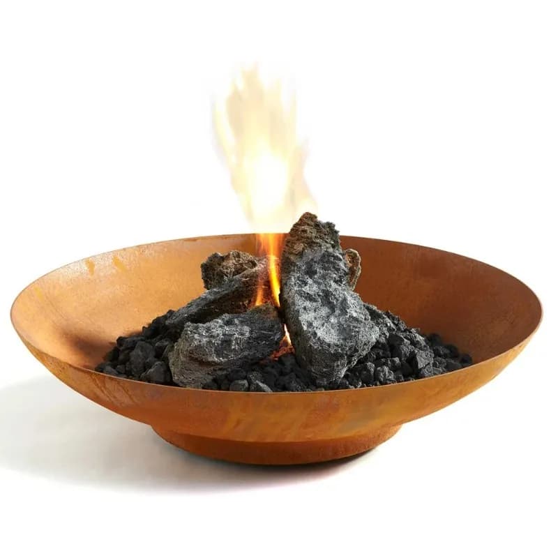 Firebox all'aperto al legna con ciotola per fuoco in acciaio Corten da 60 cm/80 cm/100 cm