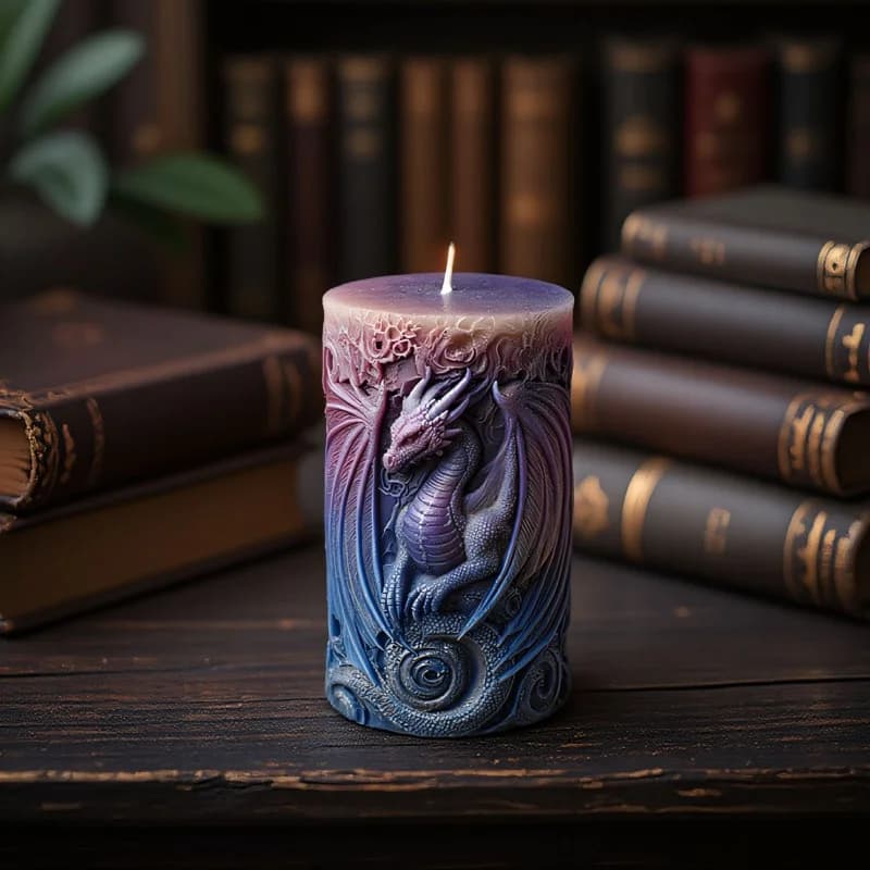 Stampo in Silicone per Candele Cilindriche con Drago in Rilievo, Stampo 3D per Candele Longan, Sapone, Aromaterapia e Resina, Decorazione per la Casa
