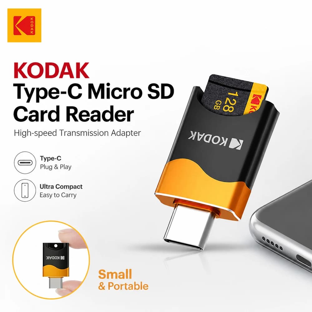 KODAK Type-C Micro SD TF Card Reader High Speed Memory Card Adapter for Phone Laptop Tablet USB-C OTG