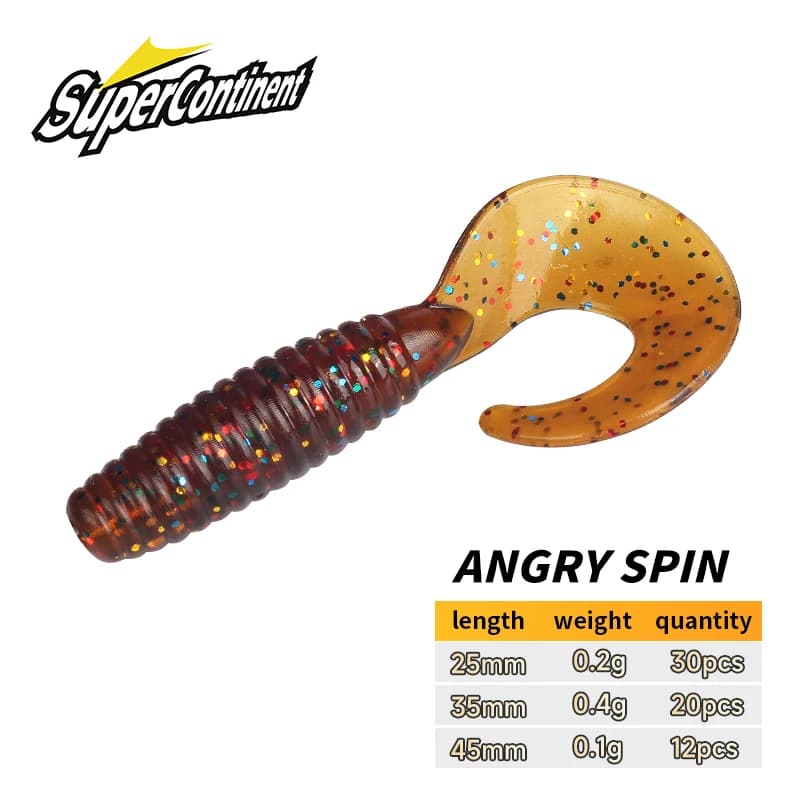 Supercontinent Soft Bait arrabbiato spin 25mm 35mm 45mm Esche da pesca Plastica Silicone Verme Moggot Grub Lure esche affondanti