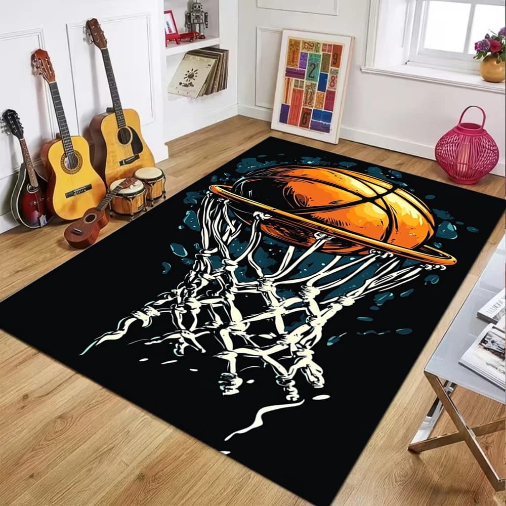 Hot Sale 3D Flame Texture Basketball Mat Soft Non-slip Mat for Living Room Bedroom Basketball enthusiasts Home decor