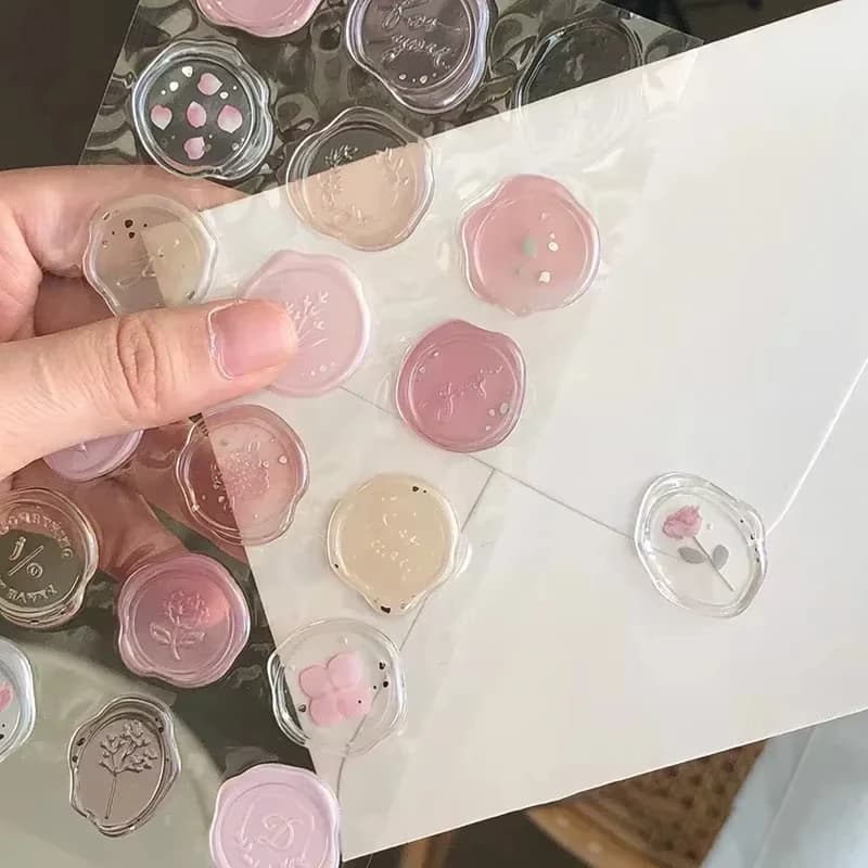 18 adesivi imitazione sigillo in ceralacca per buste di quaderni - Adesivi decorativi fai da te con effetto cristallo tridimensionale