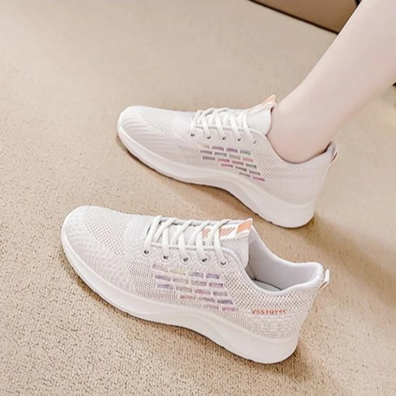 Lightweight Women Sneakers White 2026 Spring Breathable Mesh Cutout Soft Sole Athletic Shoes Versatile Casual Footwear