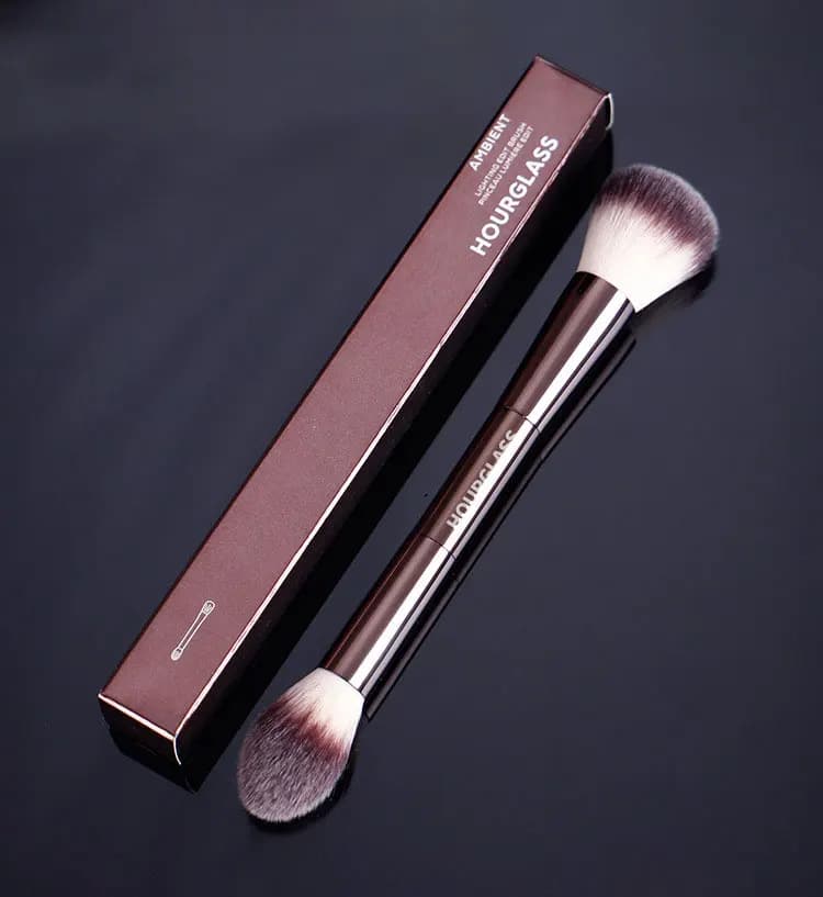 Makeup brush, powder brush, professional metal handle, double head design, with box
