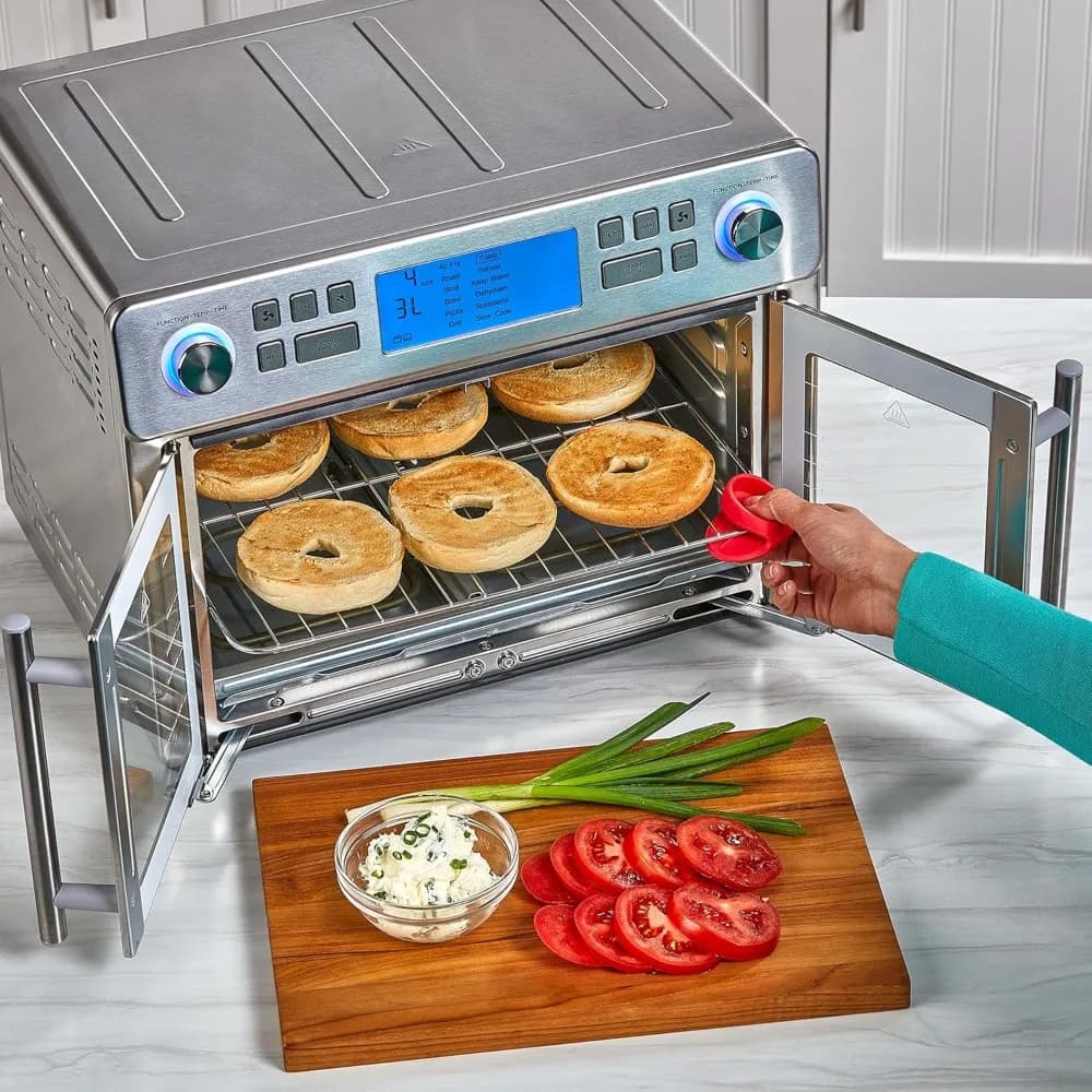 Multi-Function Dual Zone 360 Air Fryer Oven Combo French Door 25QT Large Cook Two Foods Differently Patio Benches