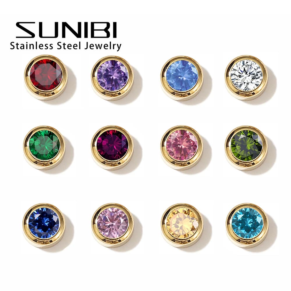 SUNIBI Stainless Steel Pendant Crystal Necklace Pendant with lucky stone for jewelry creation Women's Earrings DIY Accessories