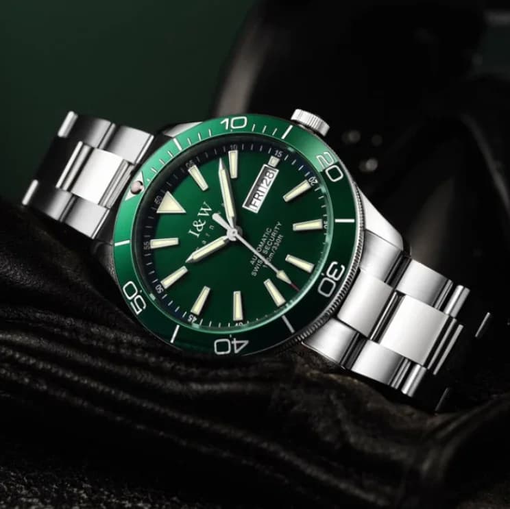I&W Men's Automatic Watch 41mm Mechanical Wrist Watch Luminous Sapphire Mirror 10ATM Waterproof Ceramic Bezel NH36