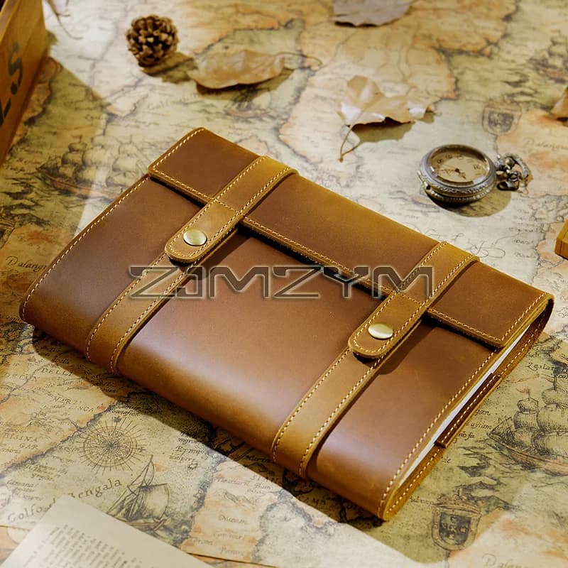 Leather Traveler Notebook First Layer Cowhide Handmade Vintage Cowhide A5 Diary Journal Notebooks Cover