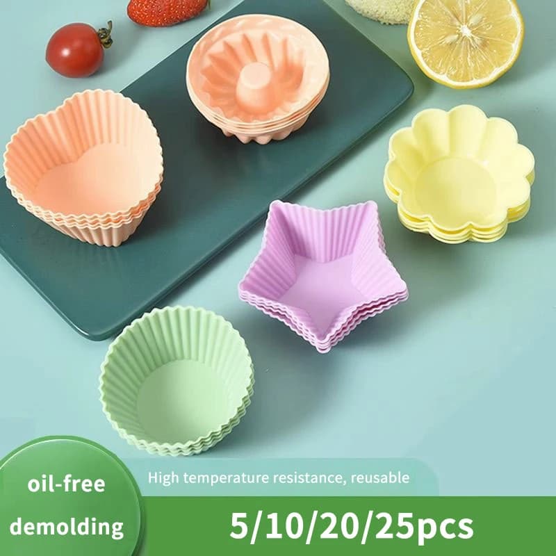5/10/20/25Pcs Silicone Lunch Box Dividers Cupcake Liners Egg Tart Holder Cake Cup Mold Muffin Cups Bento Box Accessories For Kid