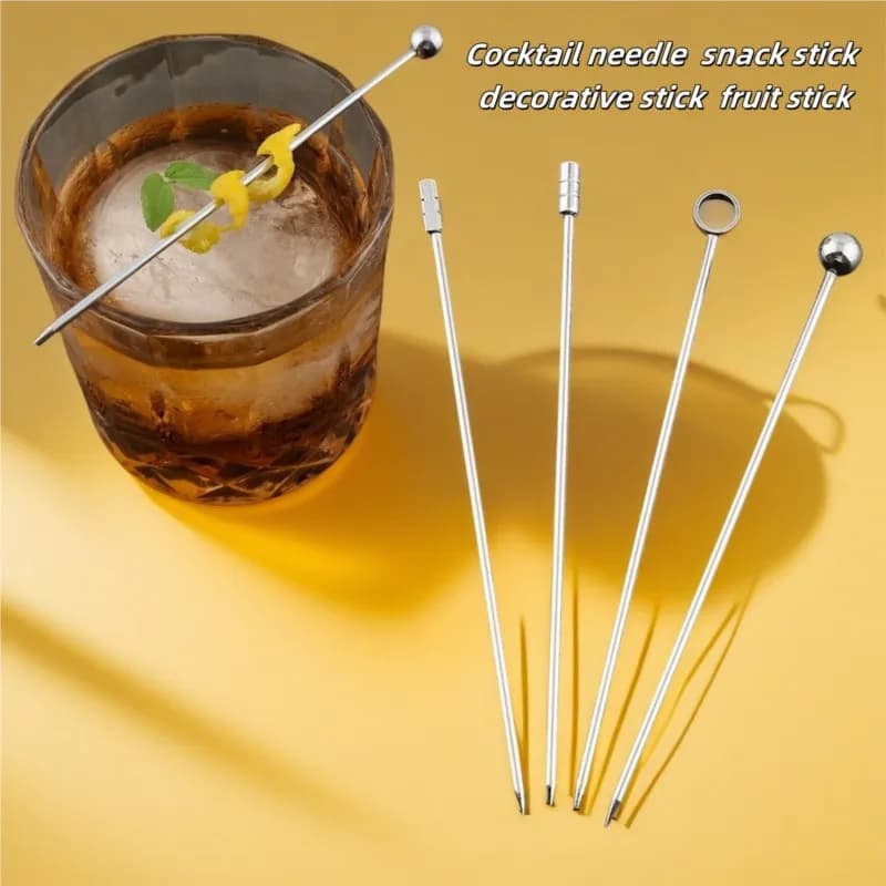 10/50/100 pezzi in acciaio inossidabile 304 spiedino di frutta cocktail vetreria perline frutta ago cocktail miscelazione vetro articoli per la casa agitatori